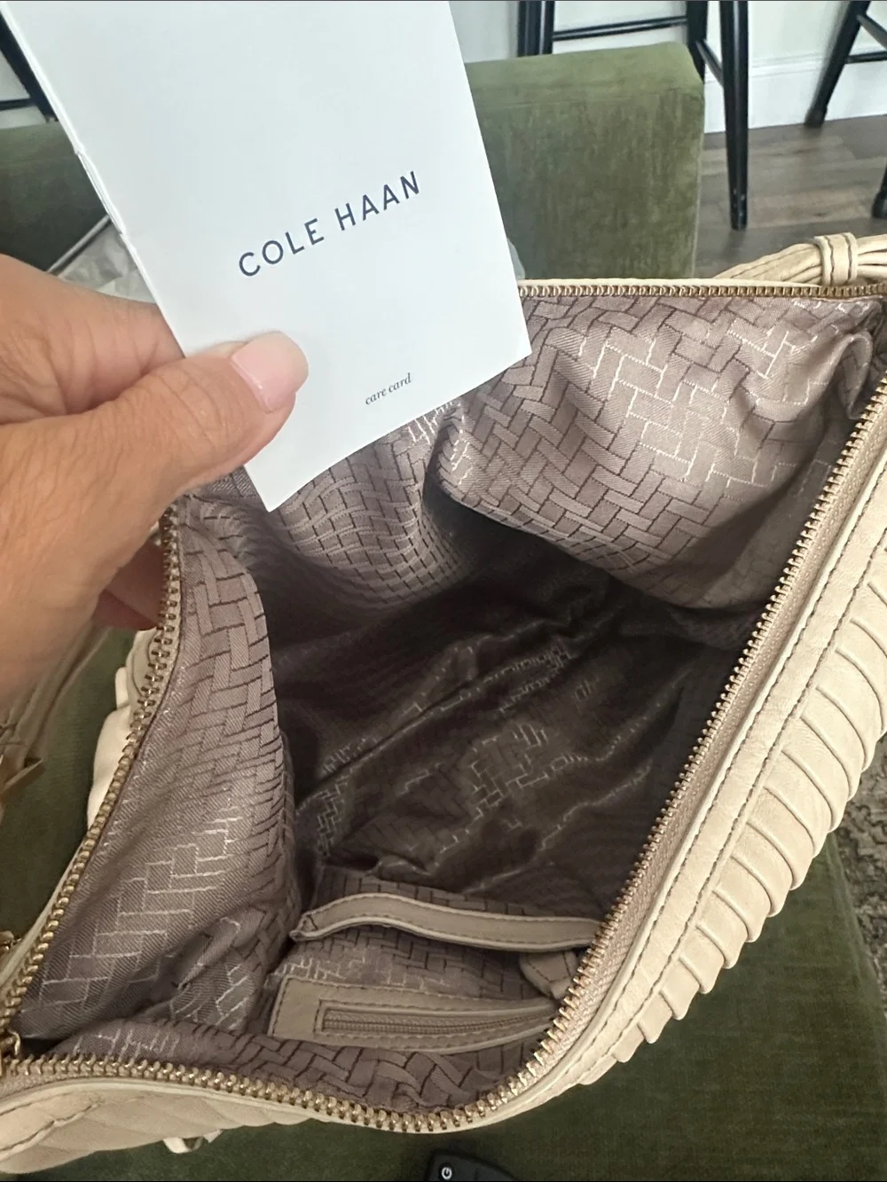 Cole Haan hobo bag in pumice amalfi new with tags Cream